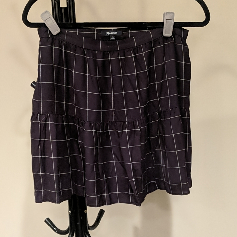 Madewell black silk boxy mini skirt, 6